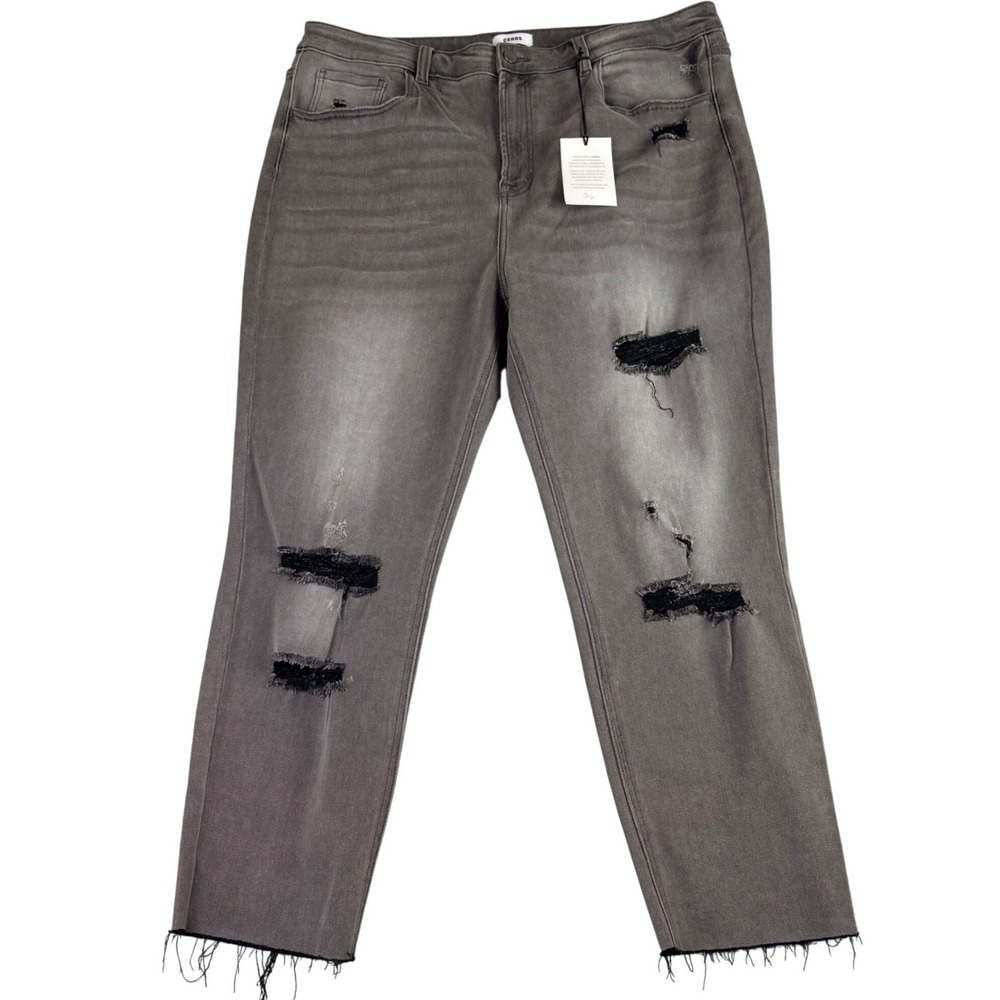 Ceros Womens 20 Grey Straight Jeans Distressed Raw Hem Grunge Edgy